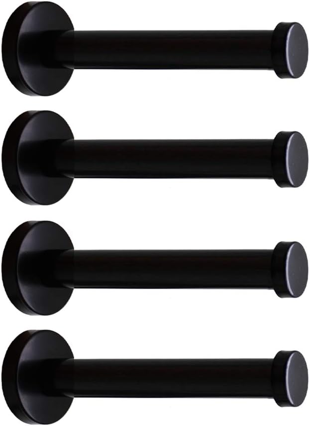 Classic Black Stainless Steel Heavy Duty Wall Mount Hooks, Bath Towel Hooks, Coat Hanger, Handbag Hooks, 4 in Pack (6")