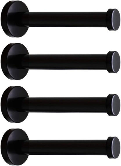Classic Black Stainless Steel Heavy Duty Wall Mount Hooks, Bath Towel Hooks, Coat Hanger, Handbag Hooks, 4 in Pack (6")