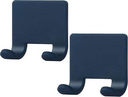 VANZAVANZU Razor Shaver Holder for Shower Wall Adhesive Hooks for Hanging, Bathroom Silicone Waterproof Decorative Shower Hooks Hair Brush Holder for Towel (2 Pack-Navy Blue)
