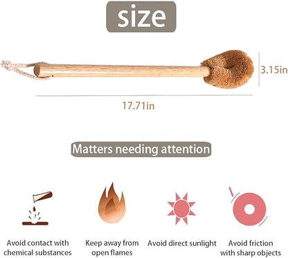 Toilet Brush, Natural Coconut Fibre Brush Head and Rubber Wood Handle, Great for Bathroom