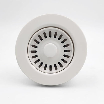3-1/2 Inch Polymer White Sink Drain Assembly with Basket Strainer and Stopper for Quartz, Granite or Fireclay Kitchen Sinks, with 2 Removable Basket Strainers