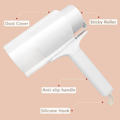 Reusable Lint Roller 2 Pack, Washable Sticky Lint Roller with Cover for Pet Hair, Portable Travel Lint Remover for Clothes, Purse, Furniture, Car, Large Mini Lint Brush for Home and Travel (White)