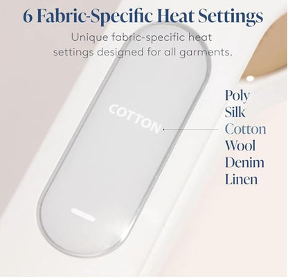 Nori Press Travel Steam Iron - Handheld Iron With Optional Steam Feature - No Ironing Board Required - Easy to Use w/ 6 Fabric Settings - Removes Wrinkles - User Manual Included -Pink