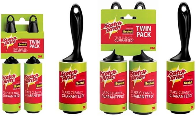 Scotch-Brite Mini Lint Roller, White, 2 Rollers Total