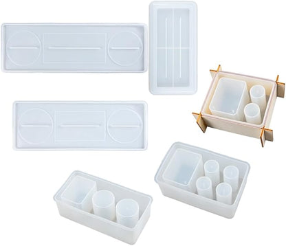 Toothbrush Holder Epoxy Resin Silicone Molds Set for Cement Concrete Polymer Clay Bathroom Storage Organizer Tray 6-Count