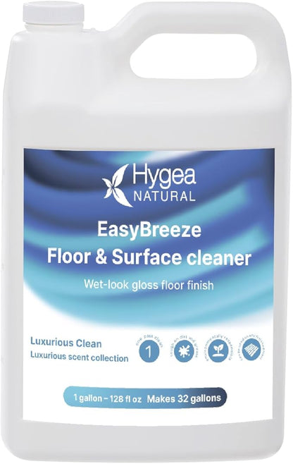 Hygea Natural EasyBreeze pH Neutral Floor Cleaner & All-Purpose Surface Cleaner - Wet-Look Gloss Finish - Tough on Dirt & Grease - Safe for Kids & Pets (Luxurious Clean, One Gallon)