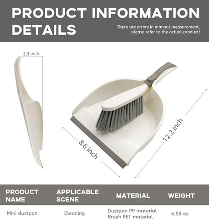 Dust Pan, Dustpan and Brush Set, Small Dust Pan and Brush Set, Hand Broom and Dustpan Set for Home, Handheld Angled Dust Pans and Brooms are Daily Cleaning Tools.Beige Brown