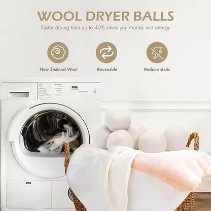 Organic Wool Dryer Balls: Eco-Friendly & Chemical-Free | Our Anti-Entanglement Reusable Balls Eliminate Wrinkle Static | 6-Pack XL Dryer Balls for Laundry is Made with New Zealand Wool (MER-WHT-CAT)