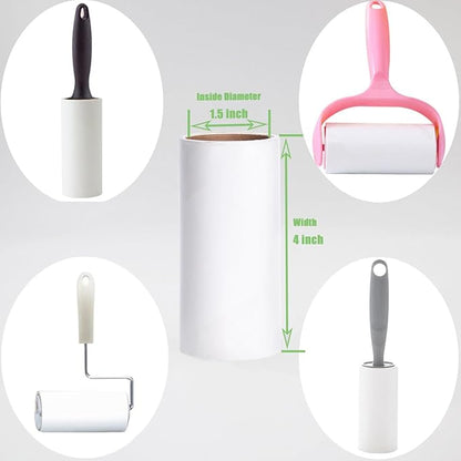 Lint Roller Refills 4 inch Extra Sticky Pet Hair Roller Replacement Refills Only, Inside Diameter 1.5 inch, 60 Sheets per Roll (Pack of 4, Total 240 Sheets)