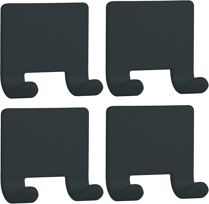 VANZAVANZU Razor Shaver Holder for Shower Wall Adhesive Hooks for Hanging, Bathroom Silicone Waterproof Decorative Shower Hooks Hair Brush Holder for Towel (4 Pack-Black)
