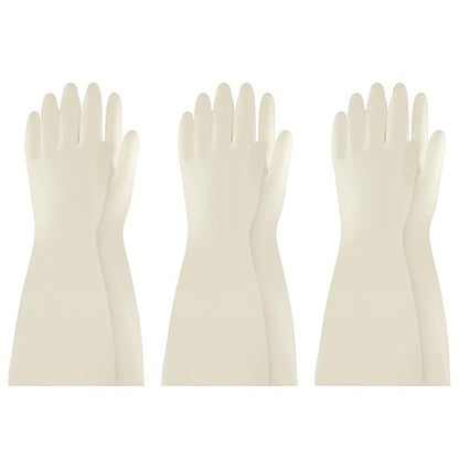 BOOMJOY Nitrile Cleaning Gloves, Long Cuff Dishwashing Gloves Heavy Duty, Reusable Medium Gloves for Kitchen, Bathroom, Gardening, Working, Pet Care - White, 3 Pairs, Size M