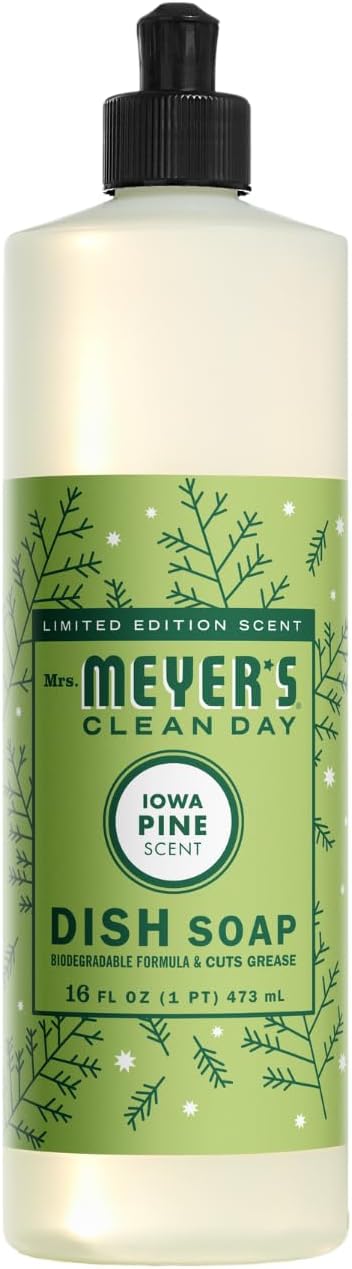Mrs. MEYER'S CLEAN DAY Dish Soap 3 Pack Variety, 16 OZ Each, 1 CT (Iowa Pine + Peppermint + Gingerbread (Dish Soap))
