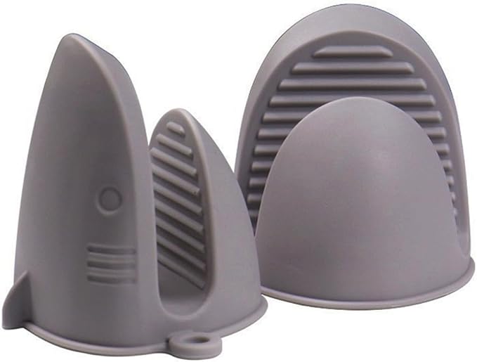 Oven Mitts，Mini Oven Gloves Silicone Heat Resistant Cooking Pinch Mitts Potholder for Air Fryer Kitchen Cooking & Baking (Grey)