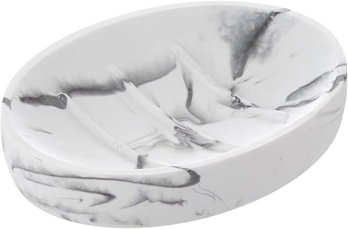 INIUNIK 2 Pack Resin Soap Dish, Marble Look Soap Holder Shower Soap Dishes for Bar Soap, Bar Soap Holder Soap Tray Soap Saver for Shower Bathroom Kitchen Sink