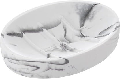 INIUNIK 2 Pack Resin Soap Dish, Marble Look Soap Holder Shower Soap Dishes for Bar Soap, Bar Soap Holder Soap Tray Soap Saver for Shower Bathroom Kitchen Sink