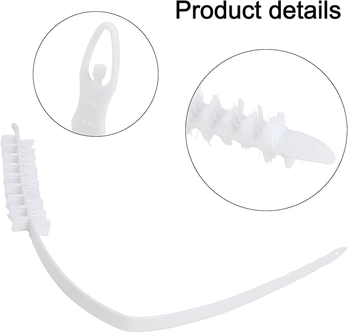 60cm Flexible Washing Machine Cleaning Brush, Nylon Bristle Inner Cylinder Cleaner for Drum Washers, Long Handle Lint Removal Tool for Exhaust Ports, White