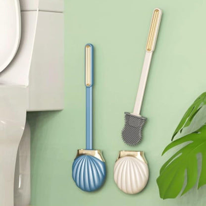Soft Seashell Shape Toilet Brush with Silicone Bristles Toilet Brush and Holder Creative Toilet Bowl Brush Luxury Bathroom Set Reusable