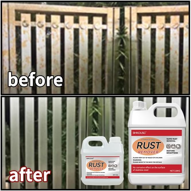 Stainless Steel Rust Stain Remover & Cleaner 1 Gallon- Quickly Cleans Stainless Steel Appliances, Furniture, Commercial Equipment, Grills, Sinks, and Tools | Powerful & Safe Metal Rust Remover