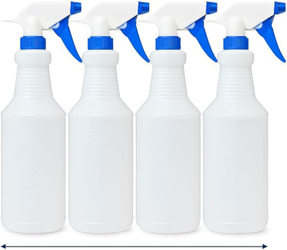 BREVON 32 oz All Purpose Plastic Spray Bottle,4 Pack Refillable Trigger Sprayer for Cleaning, Gardening, and Household Use, Clear Container (4)