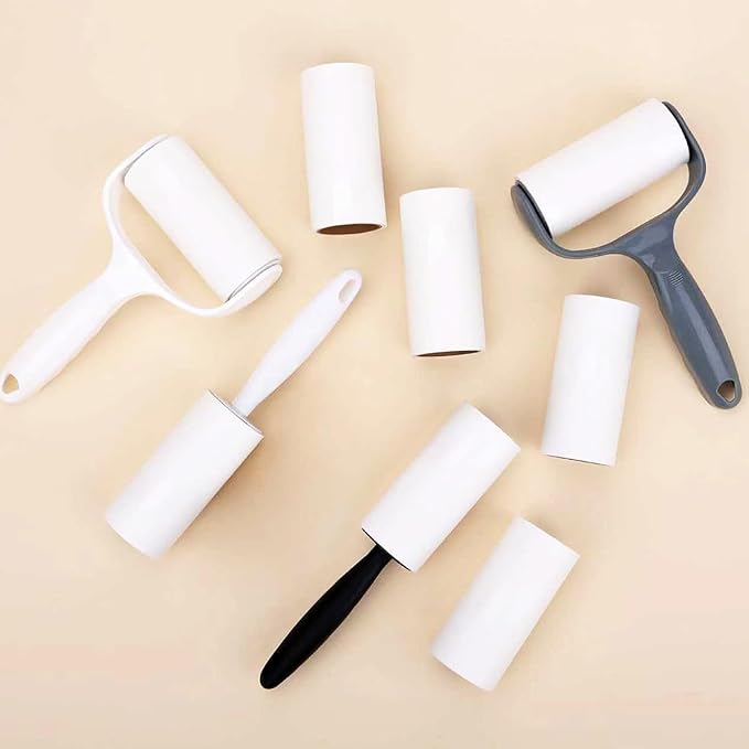 Flat Surface Lint Roller for Pet Hair Extra Sticky Lint Remover for Couch Clothes Furniture Pool Table Felt Lint Roller T Handle with 4 Sticky Rolls (Daisy White)