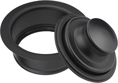 Garbage Disposal Flange Drain with Water Stopper- Universal Matte Black Stainless Steel Flange Fit 3-1/2 Inch Kitchen Sink Hole for Easy New Installation or as a Replacement Accessories Kit