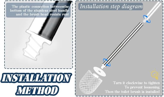 Toilet Brush and Holder Set, 3 Pack Toilet Cleaner Brush, Stainless Steel Toilet Brush with Long Handle for Deep Cleaning Bathroom Accessories White