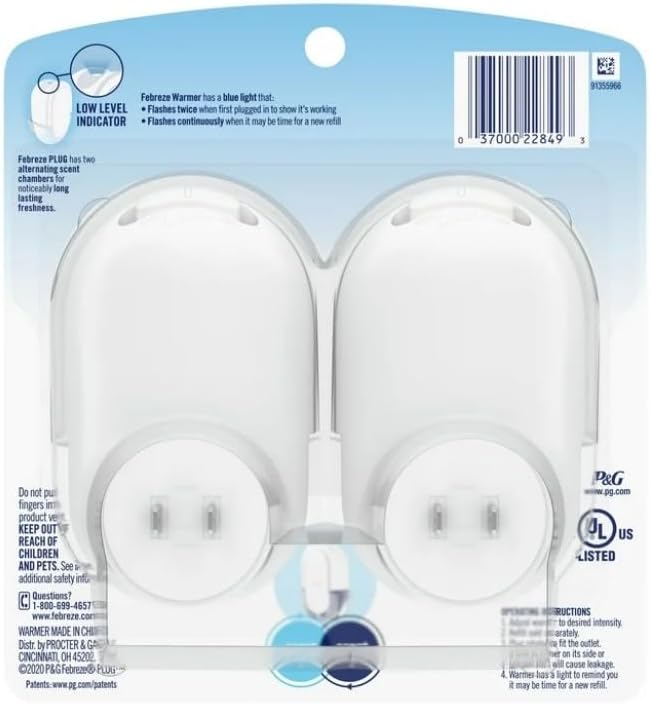 F'ebreze Plug In Air Freshener Fade Defy Plugs, Scented Oil Warmer Device ~ 8 Fl Oz ~ 2 Count.