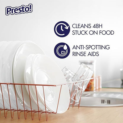 Amazon Brand - Presto! Triple Action Dishwasher Pacs, Anti-spotting, Fresh Scent, No Phosphates or Chlorine, 70 Count