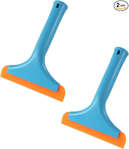 2 PCS Small Silicone Window Squeegee, 5.9 Inch Car Windshield Water Blade Squeegee with Non-Slip Handle, All-Purpose Cleaning Squeegee for Car Windshield, Window, Mirror (Sky Blue)