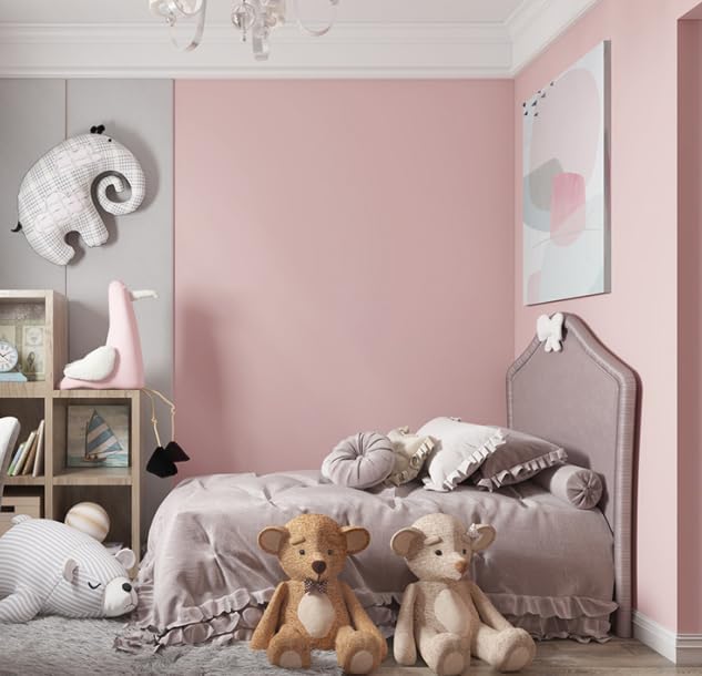 HeloHo Solid Light Pink Wallpaper 394"X15.7" Matte Textured Contact Wallpaper Peel and Stick Modern Self Adhesive Removable Wallpaper Waterproof Paper for Living Room Bedroom Decor