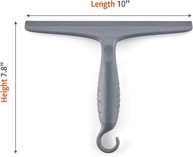 Full Circle Clean Ocean Squeegee - Shower, Glass, Window, Tile, Windshield - Streak-Free Finish with Rotating Hook for Easy Storage