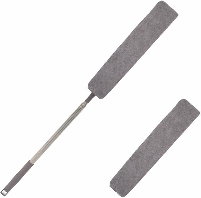 Retractable Gap Dust Cleaner, Under Refrigerator/Sofa Cleaning Tool, Microfiber Gap Duster with Extendable Pole 32-100 Inches, Suitable for Underneath Cleaning of Furniture, Fridges, Couch, Bed Gray