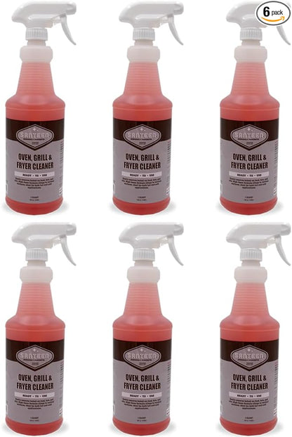 Santeen Oven, Grill, & Fryer Cleaner, 6-Pack, 32oz Bottle with Trigger Sprayer, Professional Formula