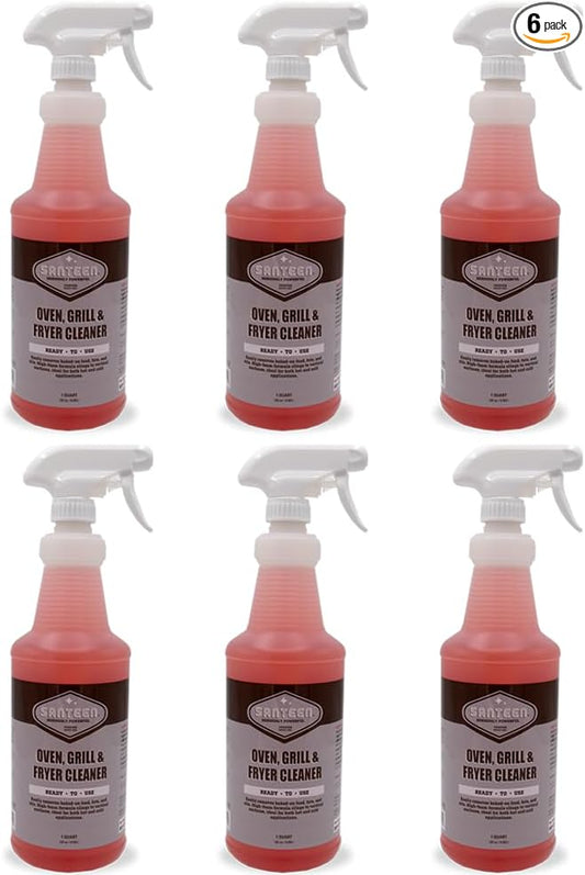 Santeen Oven, Grill, & Fryer Cleaner, 6-Pack, 32oz Bottle with Trigger Sprayer, Professional Formula