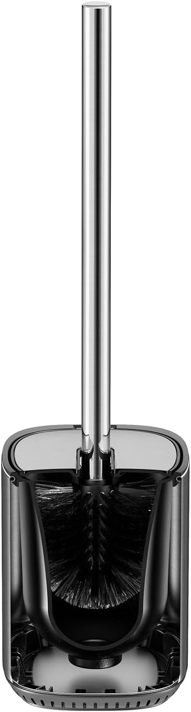 Toilet Brush and Holder Set Durable Toilet Scrubber Sleek Toilet Bowl Brush Stainless Steel Bathroom Toilet Brush Set with Lid Toilet Cleaning Brush (1, White)