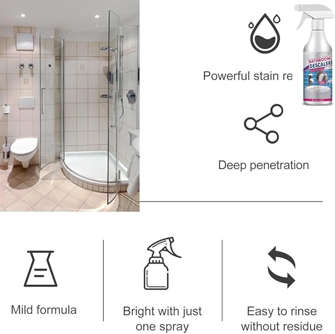 Stubborn Stains Cleaner Bathroom Descaler Cleaner,Acssart Bathroom Descaler,Bathroom Descaler Spray,Powerful Descaling Cleaning Agent,Bubble Cleaner Foam,All Purpose Rinse Cleaning Foam (4PCS)