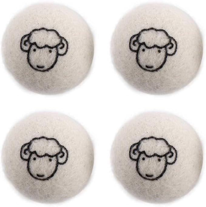 Reusable Wool Dryer Balls Fabric Softener Ball Wool Laundry Ball Reducing Clothing Wrinkles,Saving Drying Time and Fabric Fluffier(4 pcs-with Pattern)