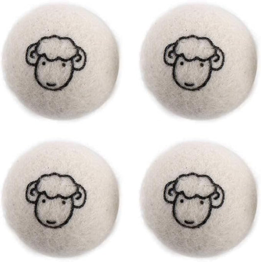 Reusable Wool Dryer Balls Fabric Softener Ball Wool Laundry Ball Reducing Clothing Wrinkles,Saving Drying Time and Fabric Fluffier(4 pcs-with Pattern)