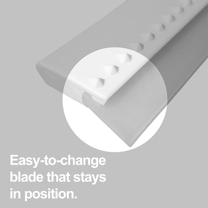 Squeegee for Shower Door, Car Windshield, and Glass Window - 2 Extra Silicone Replacement Blades - Foam Handle - Shower Squeegee - White