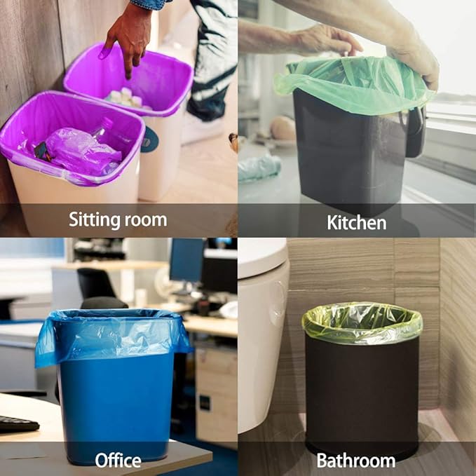 8 Gallon 330 Counts Clear Colorful Trash Bags Kitchen Garbage Bags by Teivio, fit 25-30Liter Bathroom Trash Can Bin Liners, Plastic Bags for home office kitchen，Multicolor