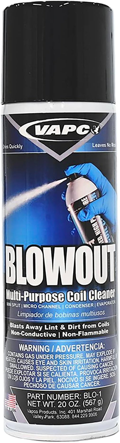 Vapco Blowout - Evaporator & Condenser Coil Cleaner - Advanced Formula to Kill Grease, Oil, Dirt in AC, Refrigerators, Ice Machines, More.