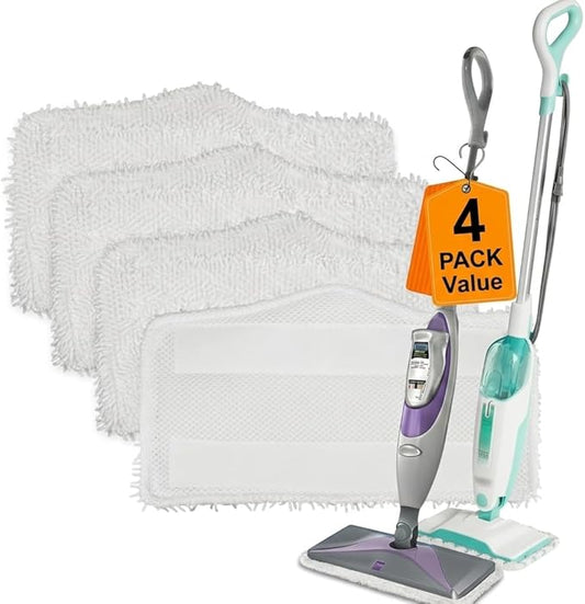 4 Pack Microfiber Steam Mop Pads Replacement for Shark S1000, S3101, S3202, S3250 & S3251 — Reusable Thick Pads for Laminate, Tile, Marble & Sealed Hardwood Floors, Easy Attach Secure Fit