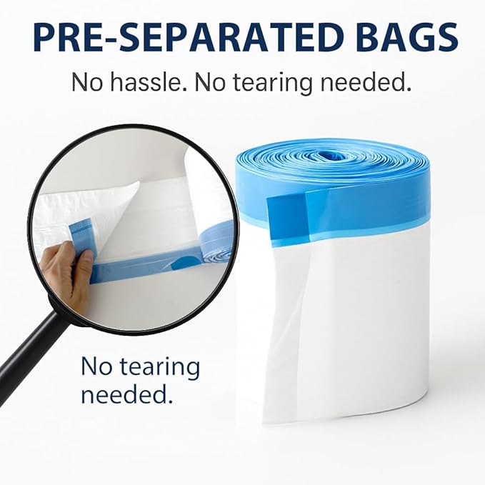 4 Gallon Small Trash Bags with Drawstring & Handles, 100 Pack - White Garbage Bags for Bathroom Office Dorm - Strong Leak-Proof Bin Liners, Individual Bags on Roll, No Tearing