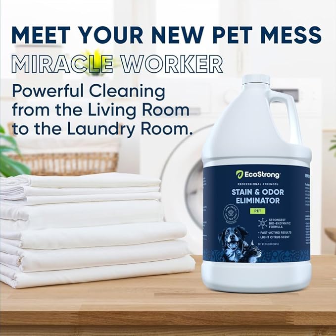 Eco Strong Pet Stain and Odor Remover - Cat Urine Enzyme Cleaner Destroyer, Urine Destroyer for Dogs, Pet Urine Enzyme Cleaner - 128 Oz (Pack of 2)