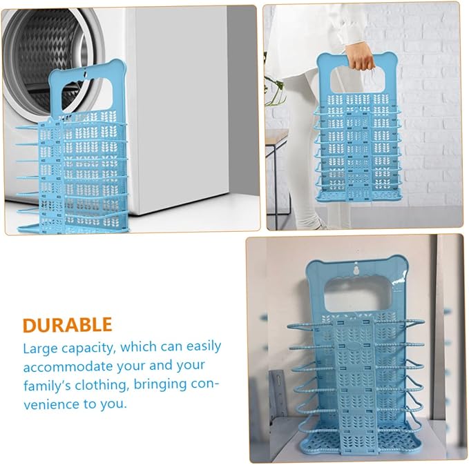 Foldable Laundry Hamper with Handle Large Capacity Clothes Basket Organizer for Bathroom Bedroom Nursery Wall Mountable Storage Space Saving Dirty Clothes Basket