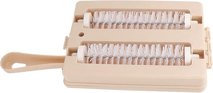 Fockety Carpet Floor Sweeper Manual with Horsehair, Sweep Carpet and Floor Sweeper with Dual Rotating System and 2 Corner Brushes for Cleaning Pet Hair, Loose Debris, Lint