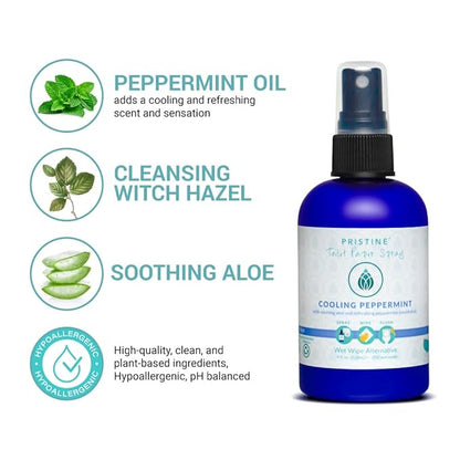 PRISTINE Toilet Paper Spray, As Seen on Shark Tank, Flushable Wipe Alternative, Personal Cleansing Bathroom Spray for Regular Toilet Tissue, Bidet Alternative, Made in USA, Cooling Peppermint, 1oz