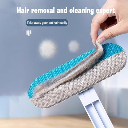 4 in 1 Pet Hair Remover, Long Handle Multifunctional Fur Lint Brush for Couch, Furniture, Carpet, Clothes, Bedding, Washable Dog and Cat Hair Lint Removal Brush 17.3 inch
