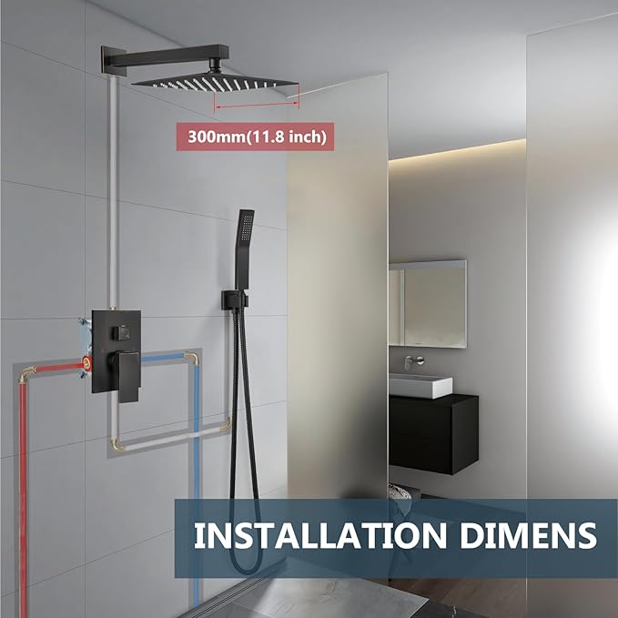 Aolemi Shower Faucet Set Rain Shower System with Handheld Spray Bathroom Shower Combo Rough-in Valve and Shower Trim Kit Included Oil Rubbed Bronze 12 Inch Wall Mount Shower Head