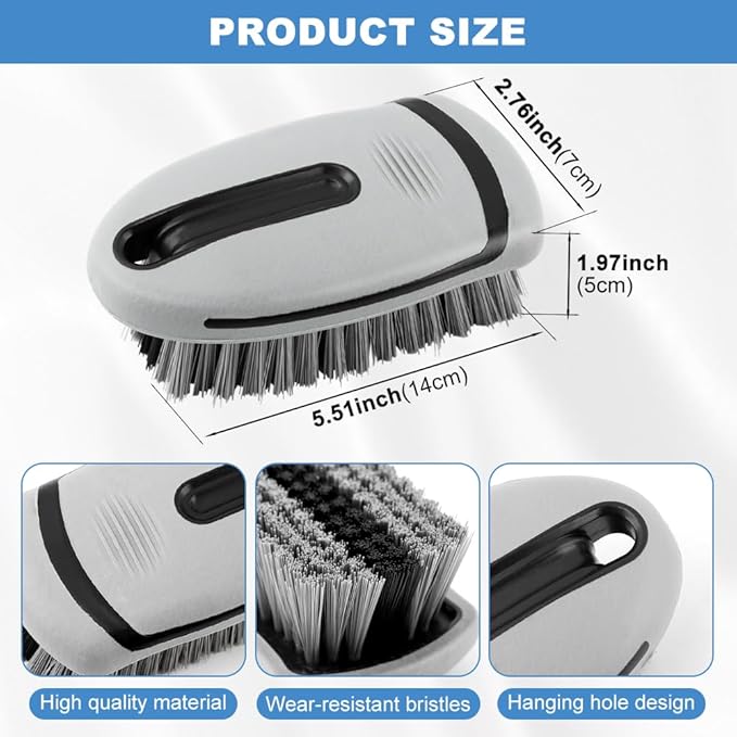 Carpet Brush, Scrub Brush Carpet Scrubber Stiff Bristle Detailing Scrub Brushes, Carpet Cleaning Brush, Cleaning Brush Interior Leather Brushfor Car and Home(Color:Grey)